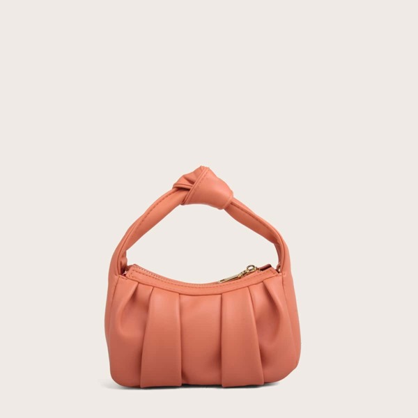 

Knot Decor Ruched Satchel Bag, Orange