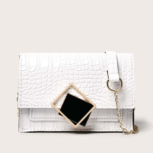 

Croc Embossed Crossbody Bag, White