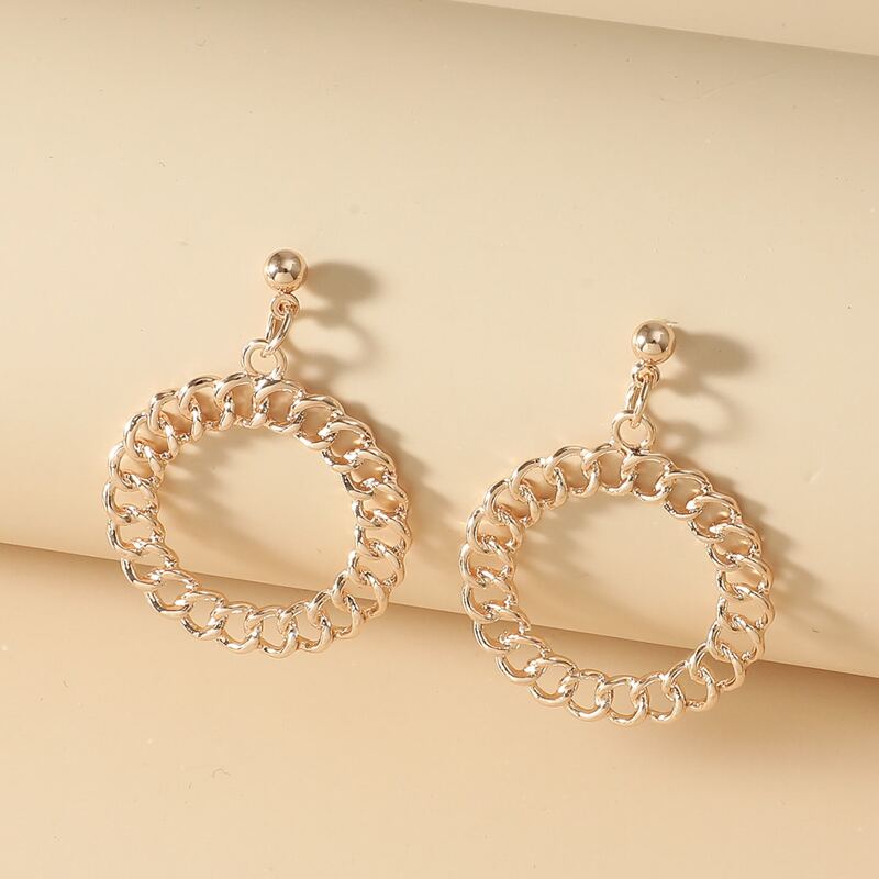 

Round Chain Drop Earrings, Rose gold