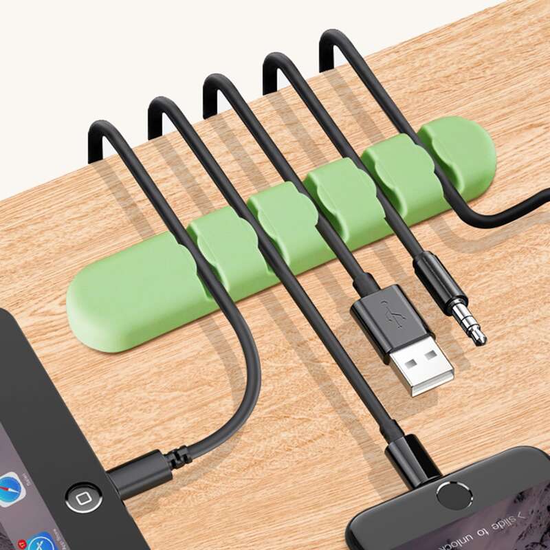 

1pc USB Cable Clip Organizer, Green