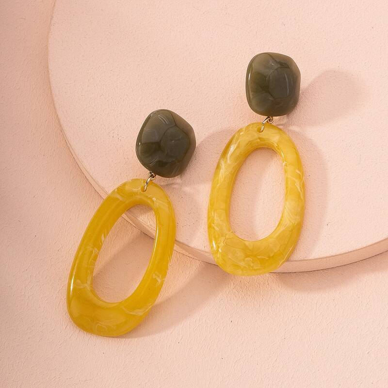 

Two Tone Geo Drop Earrings, Multicolor