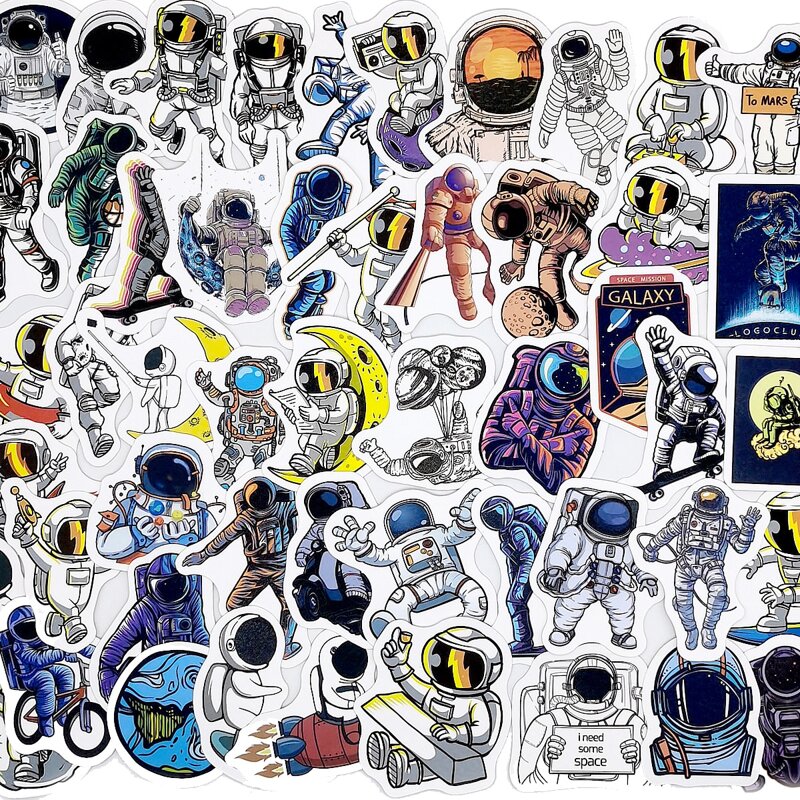 

50pcs Astronaut Pattern Sticker, Multicolor