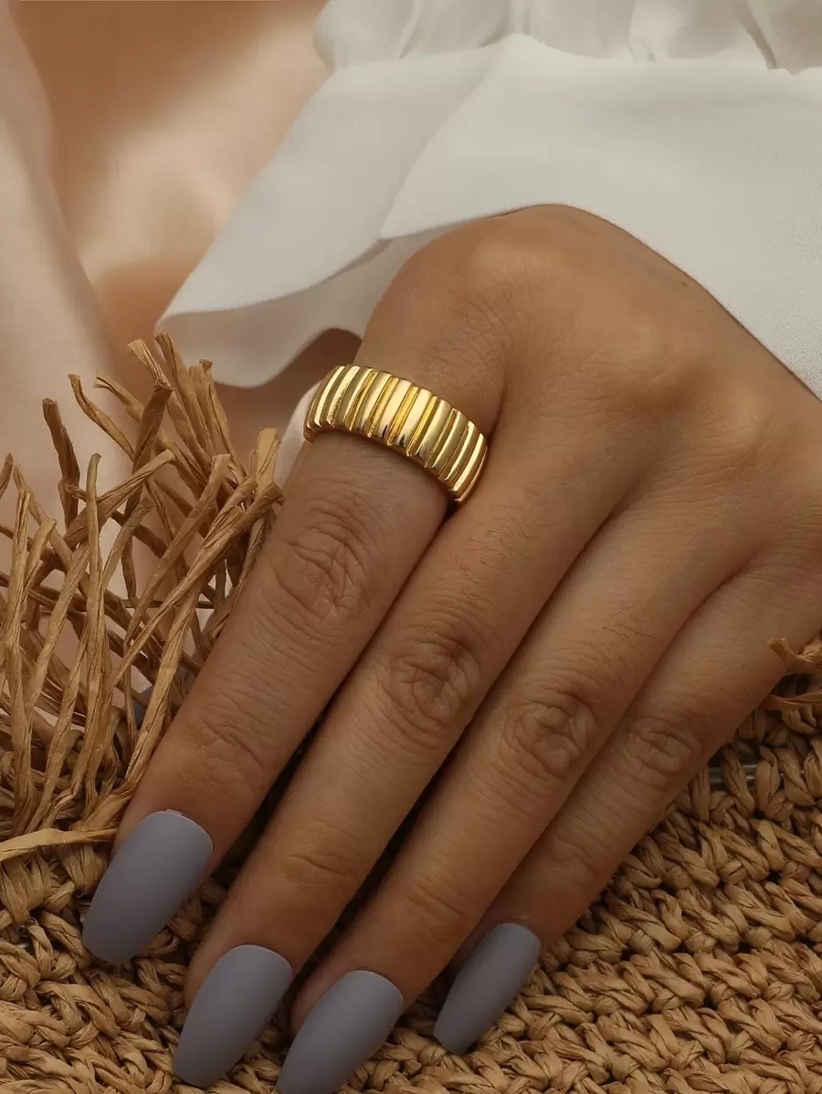 18KGP French Retro Ring For Women 1piece Dia1.7-1.8cm Adjustable - Yellow Gold - View 1