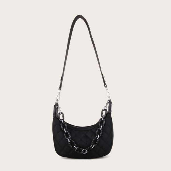 

Quilted Chain Shoulder Bag, Black