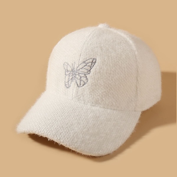 

Butterfly Embroidered Baseball Cap, White