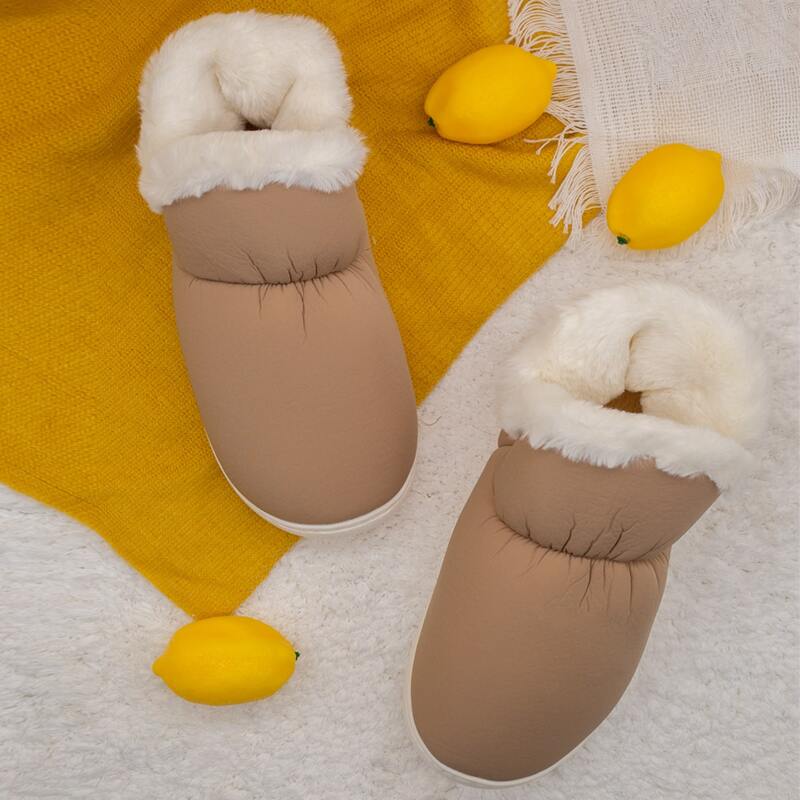 

Guys Round Toe Fluffy Slippers, Coffee brown