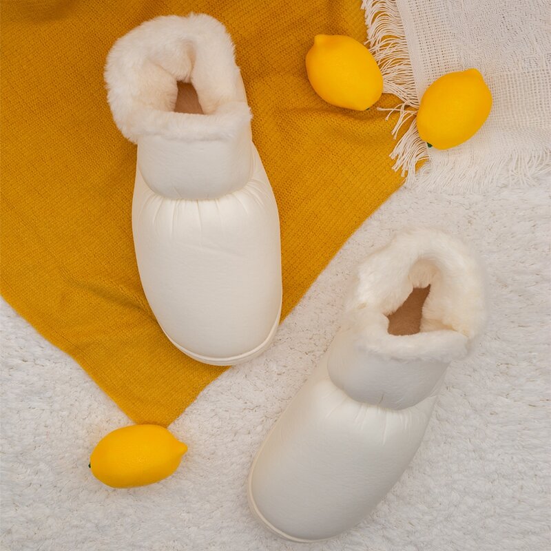 

Round Toe Fluffy Slippers, White