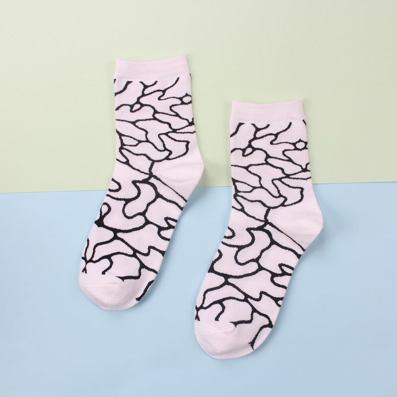

1pair Graphic Print Crew Socks, White