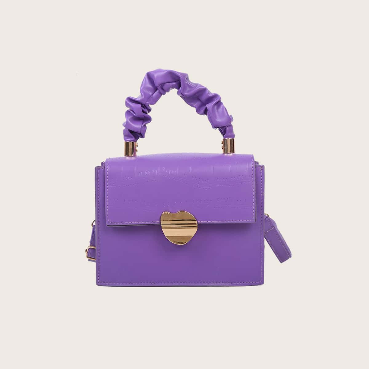 

Croc Embossed Satchel Bag, Purple