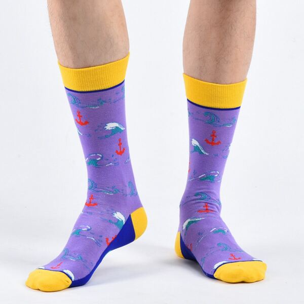 

Men Anchor Pattern Socks, Multicolor