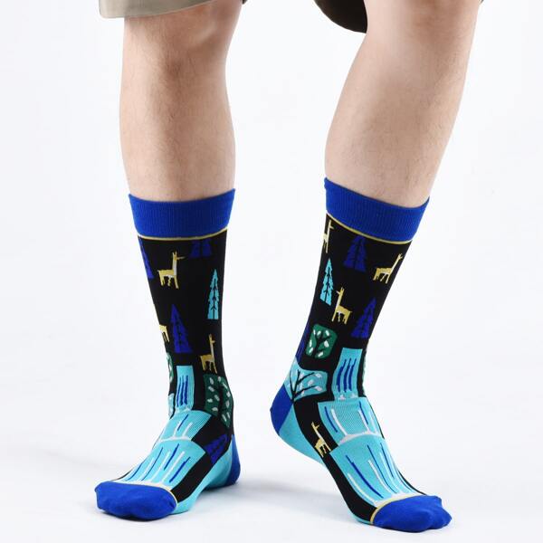 

Men Giraffe Pattern Socks, Multicolor