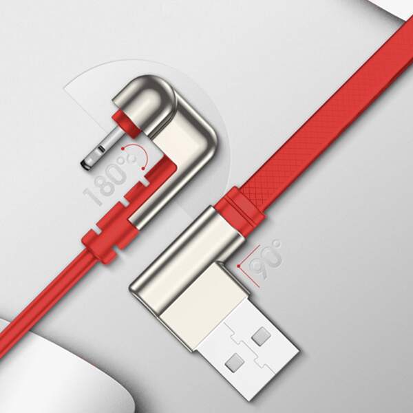 

1pc Elbow Phone Data Cable, Red