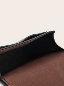 Minimalist Flap Crossbody Bag - Black - View 5