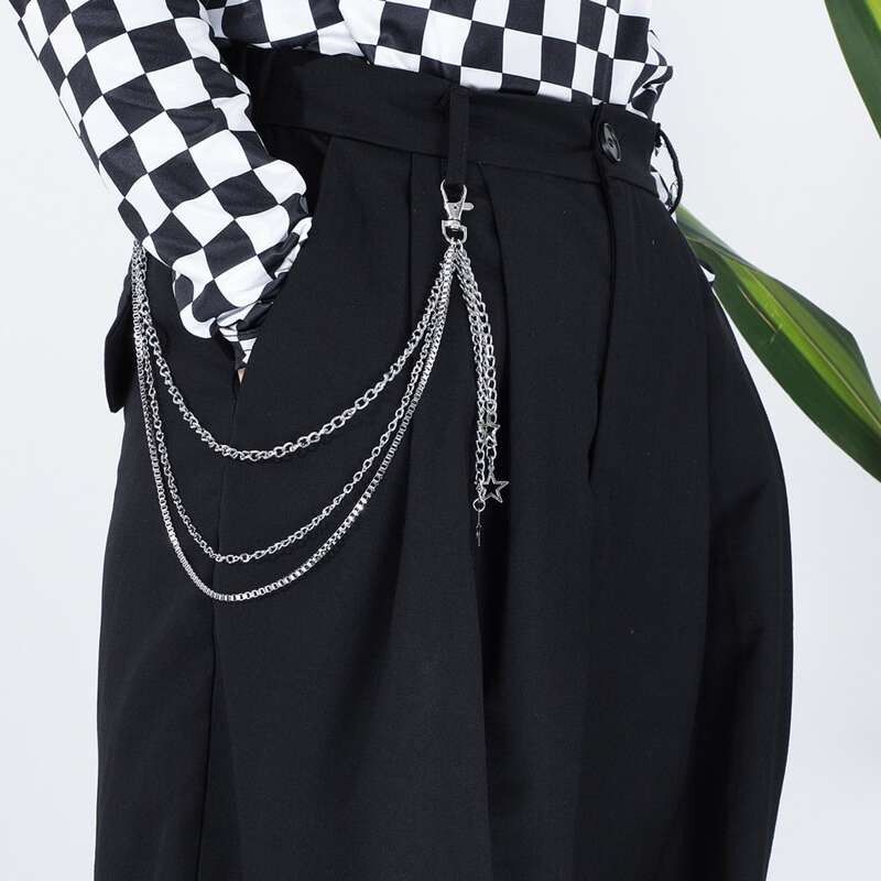 

Star Charm Layered Pant Chain, Silver