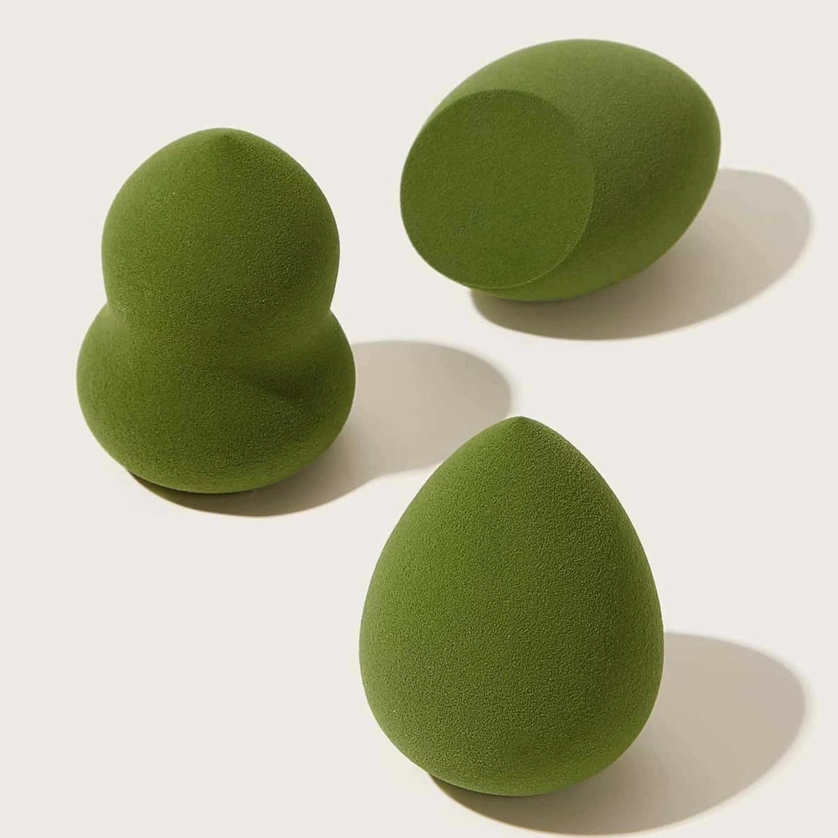 

3pcs Solid Makeup Sponge Set, Olive green