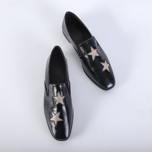 

Glitter Star Decor Loafers, Black
