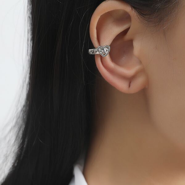 

Heart Decor Ear Cuff, Silver
