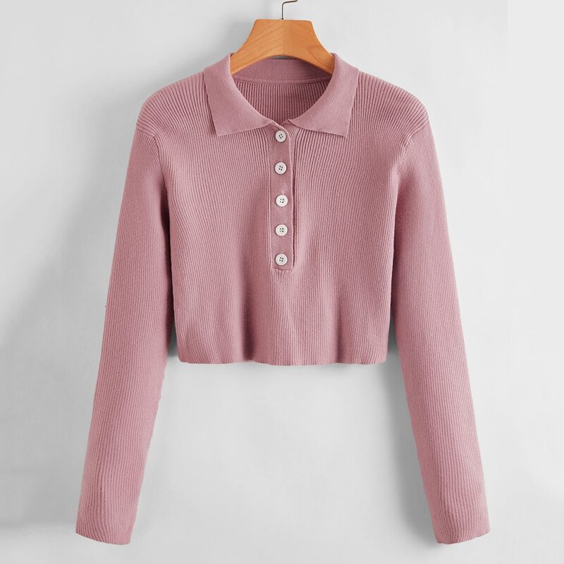 

Solid Button Sweater, Dusty pink