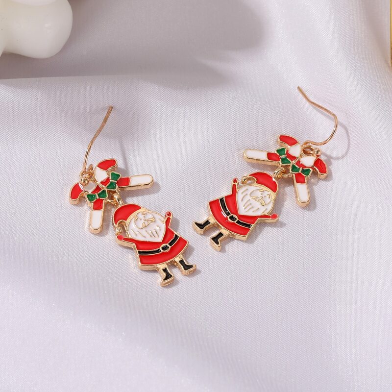 

Christmas Santa Claus Charm Drop Earrings, Gold