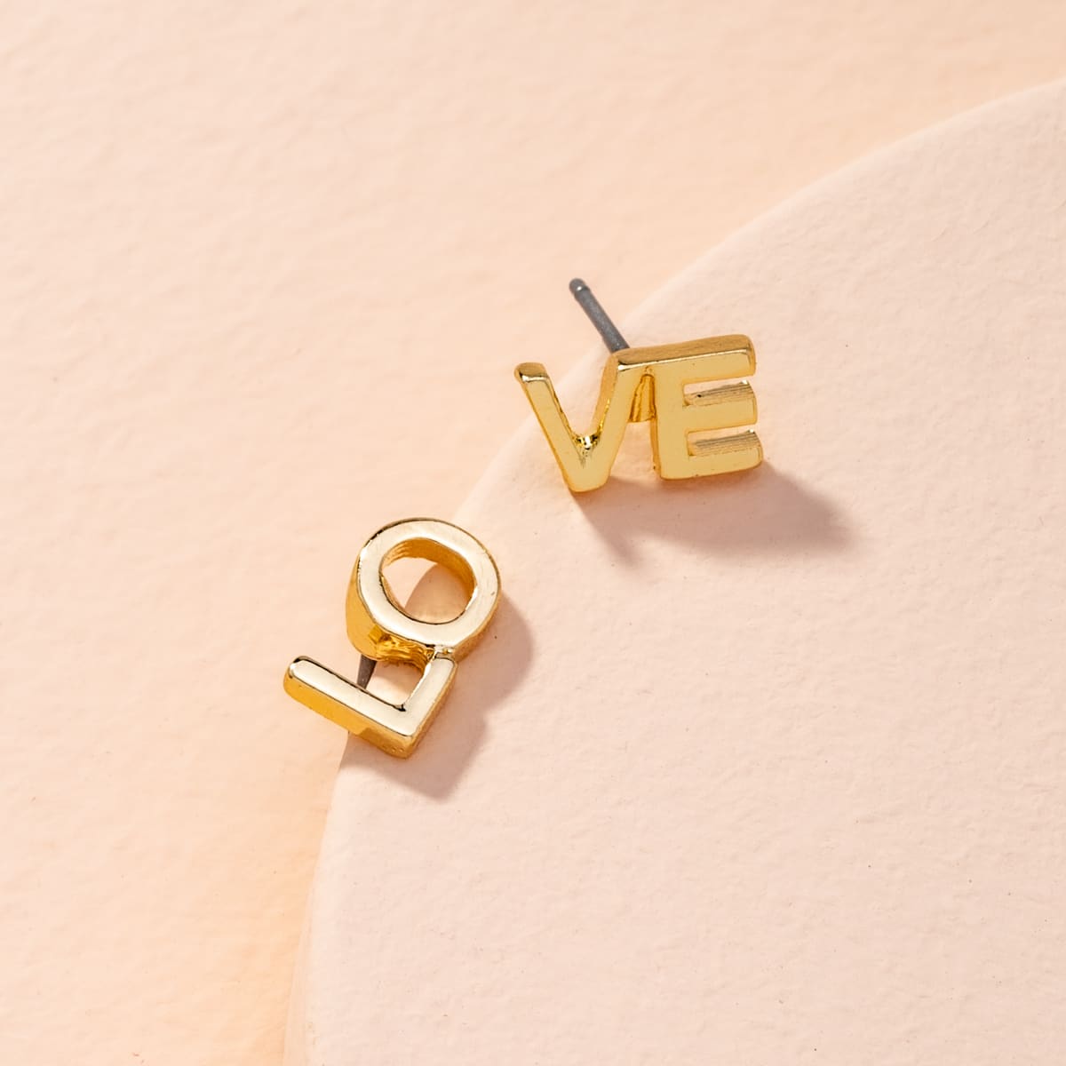 

Letter Design Stud Earrings, Gold
