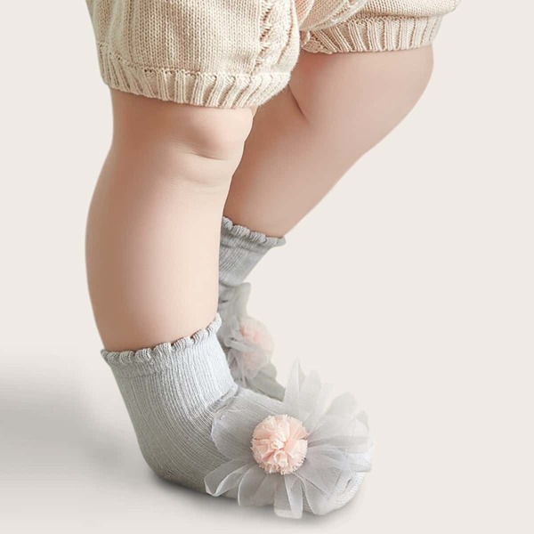

Baby Flower Decor Socks, Light grey