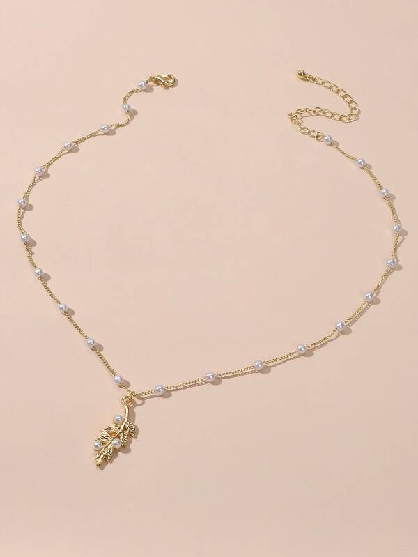 Faux Pearl Decor Necklace SHEIN USA