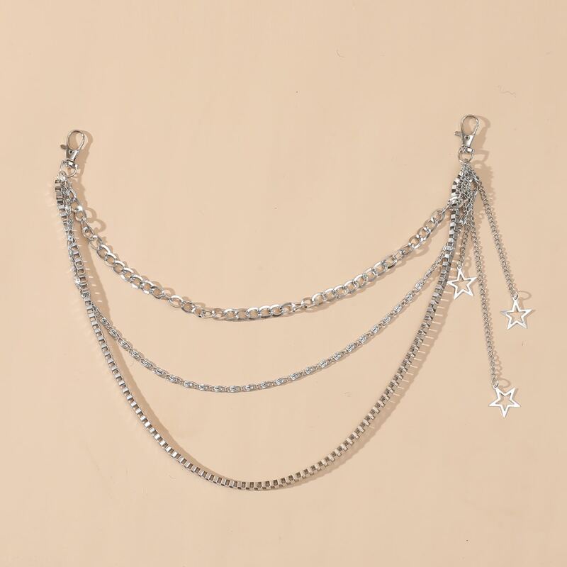 

Star Decor Layered Waist Chain, Silver