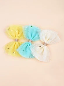 3入組小女童網紗蝴蝶結髮夾 - 彩色 - 查看 2