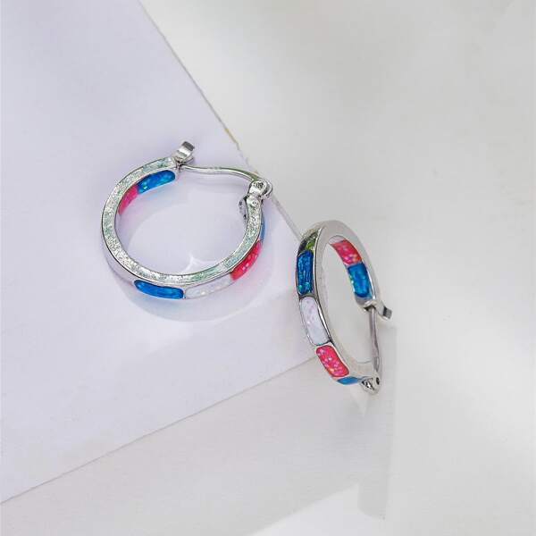 

Color Block Hoop Earrings, Multicolor