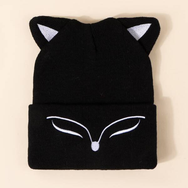 

Embroidery Decor Beanie, Black