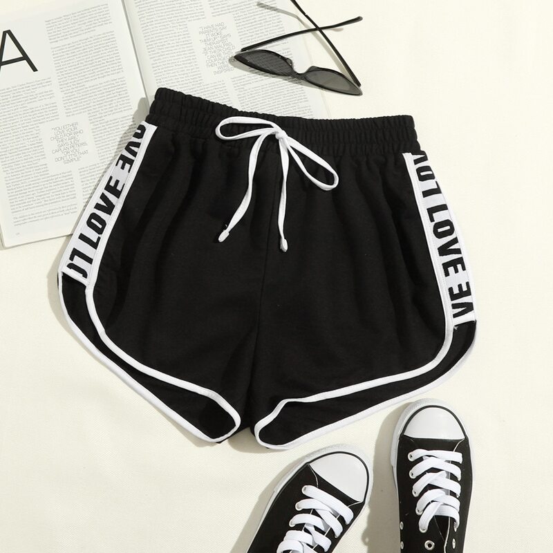 

Letter Contrast Binding Track Shorts, Black