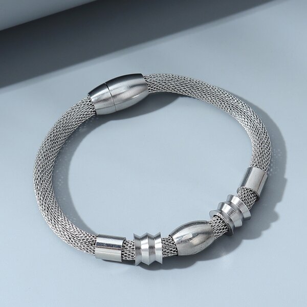 

Men Metal Detail Bracelet, Silver