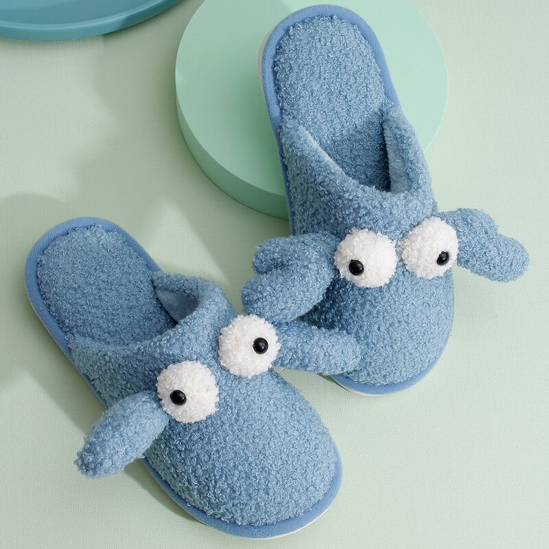 

Cartoon Decor Fluffy Slippers, Baby blue