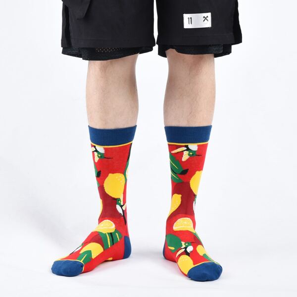 

Men Fruit Pattern Socks, Multicolor