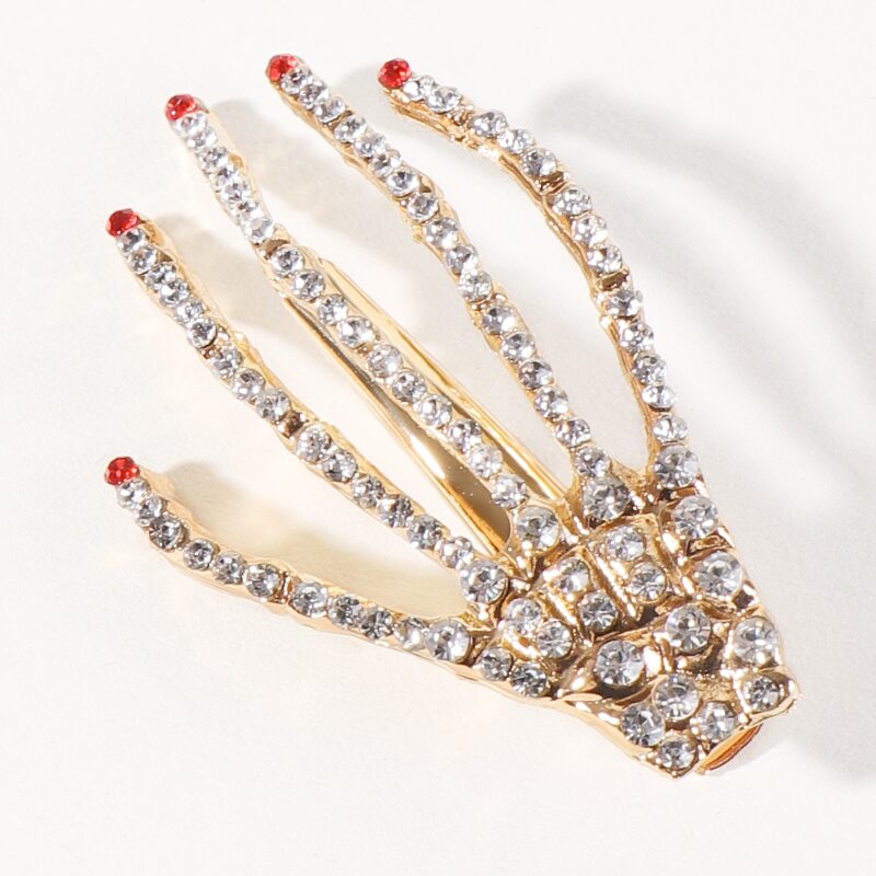 

Rhinestone Decor Skeleton Hand Design Hair Clip, Multicolor