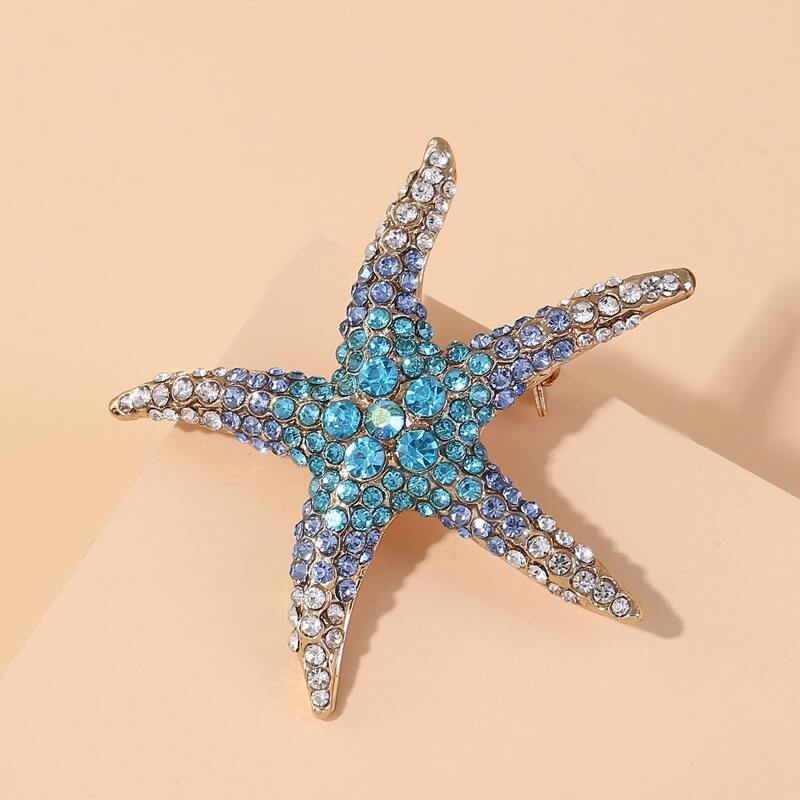 

Rhinestone Decor Starfish Brooch, Multicolor