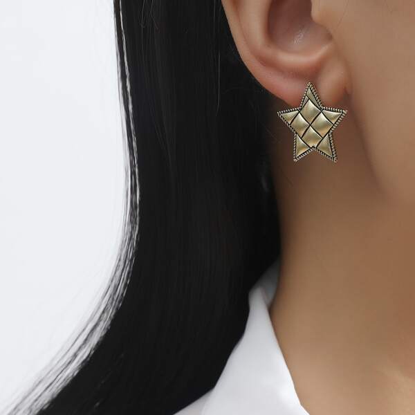 

Star Design Stud Earrings, Ancient bronze
