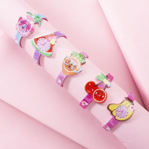

5pcs Toddler Girls Cartoon Fruit Decor Bangle, Multicolor