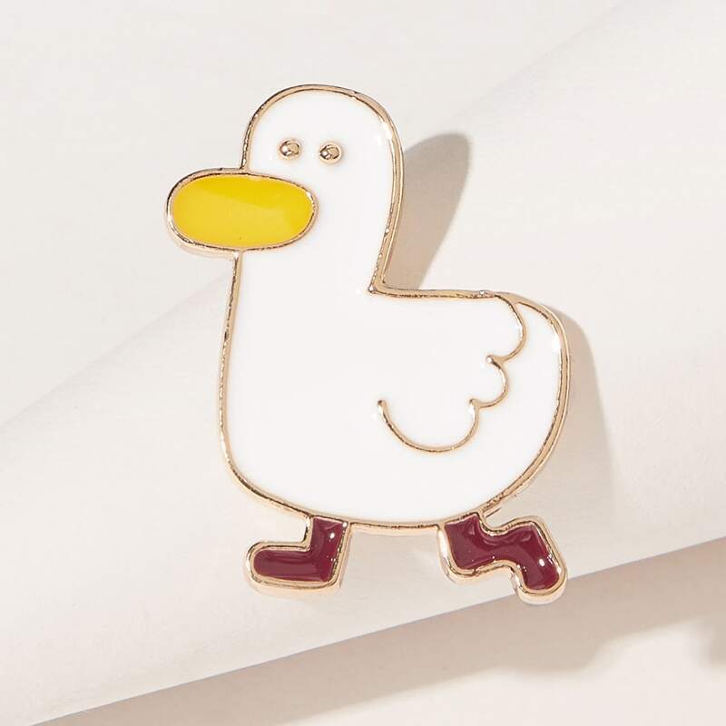 

Cartoon Duck Brooch, White