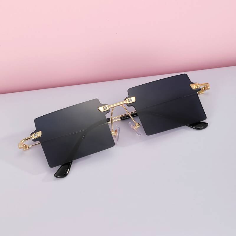 

Rimless Square Sunglasses, Dark grey