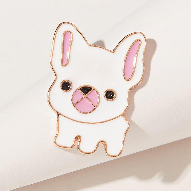 

Cartoon Dog Brooch, White