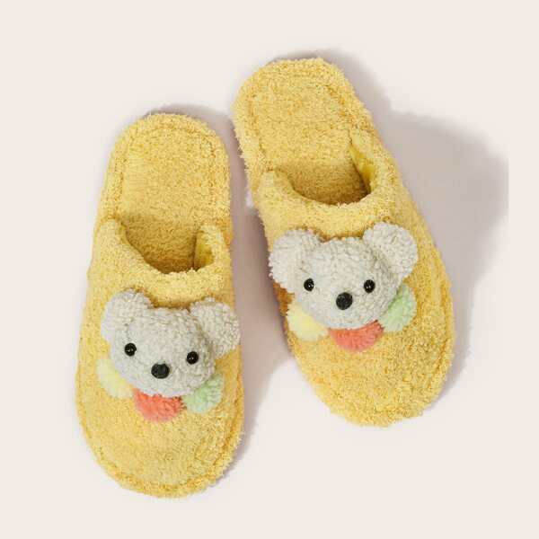

Cartoon Decor Fluffy Slippers, Yellow