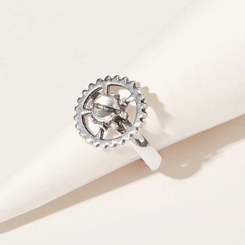 

1pc Gear Ring, Antique silver