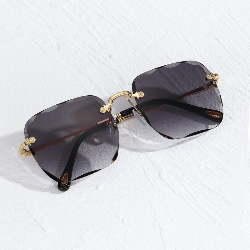 

Guys Rimless Square Frame Sunglasses, Dark grey