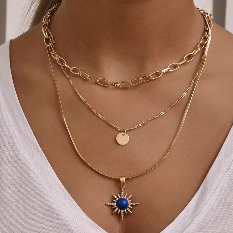 

Round Charm Layered Necklace, Gold