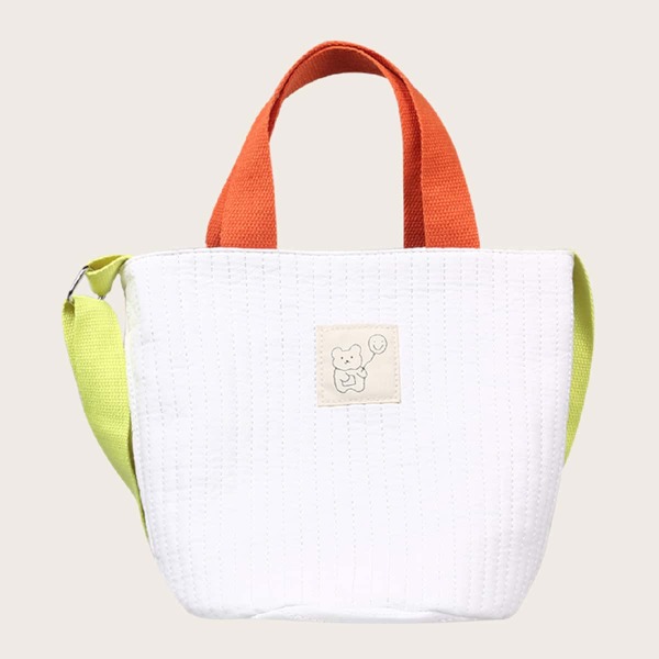 

Girls Color Block Satchel Bag, White