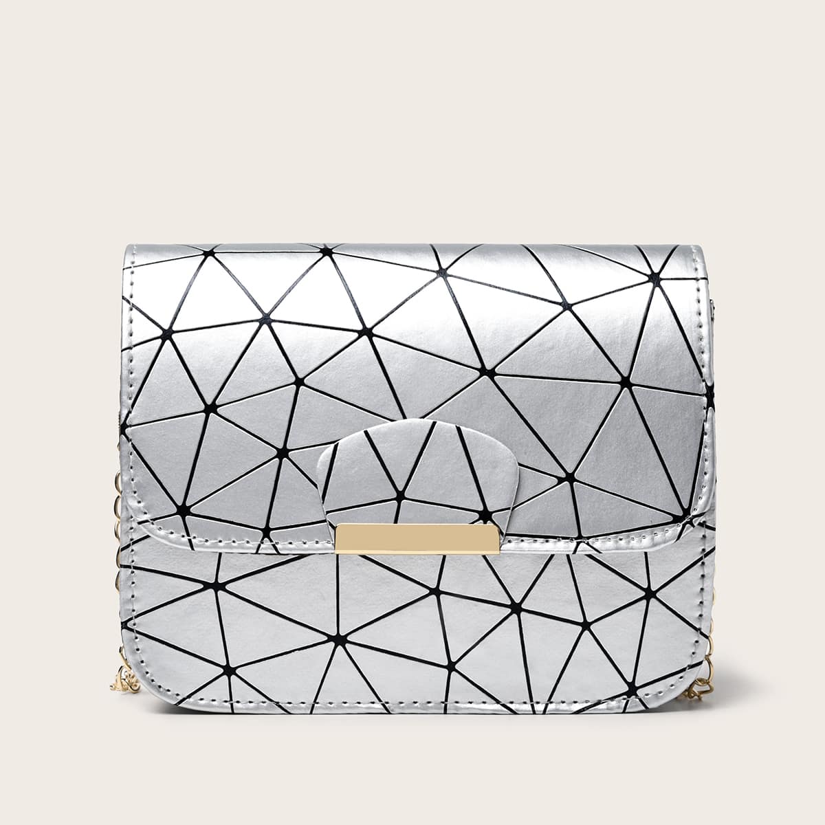 

Geo Chain Crossbody Bag, Silver