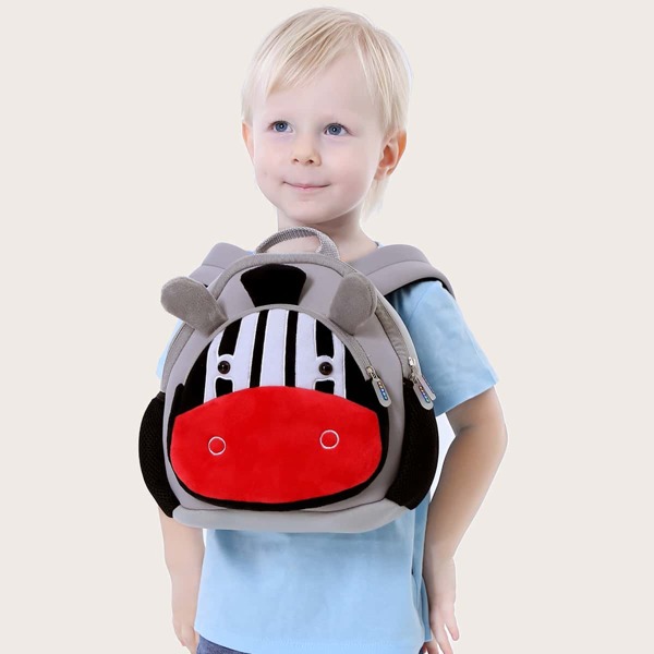 

Kids Cartoon Cow Design Backpack, Grey