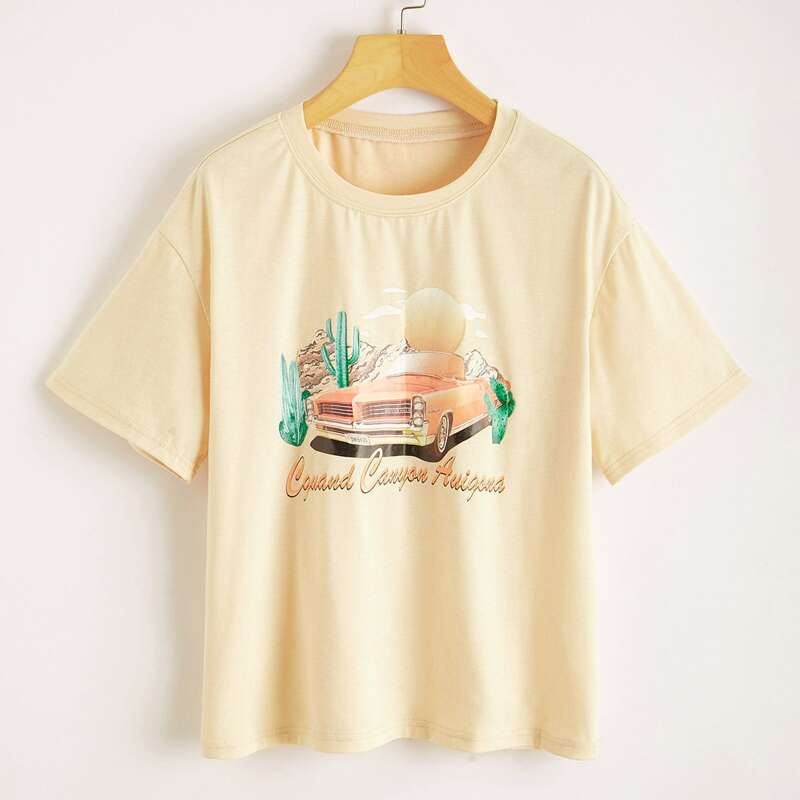 

Letter Graphic Tee, Beige