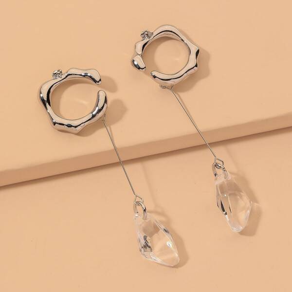 

2pcs Crystal Decor Ear Cuff, Silver